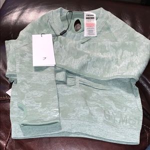Gymshark Camo Seamless crop top Green size SMALL
